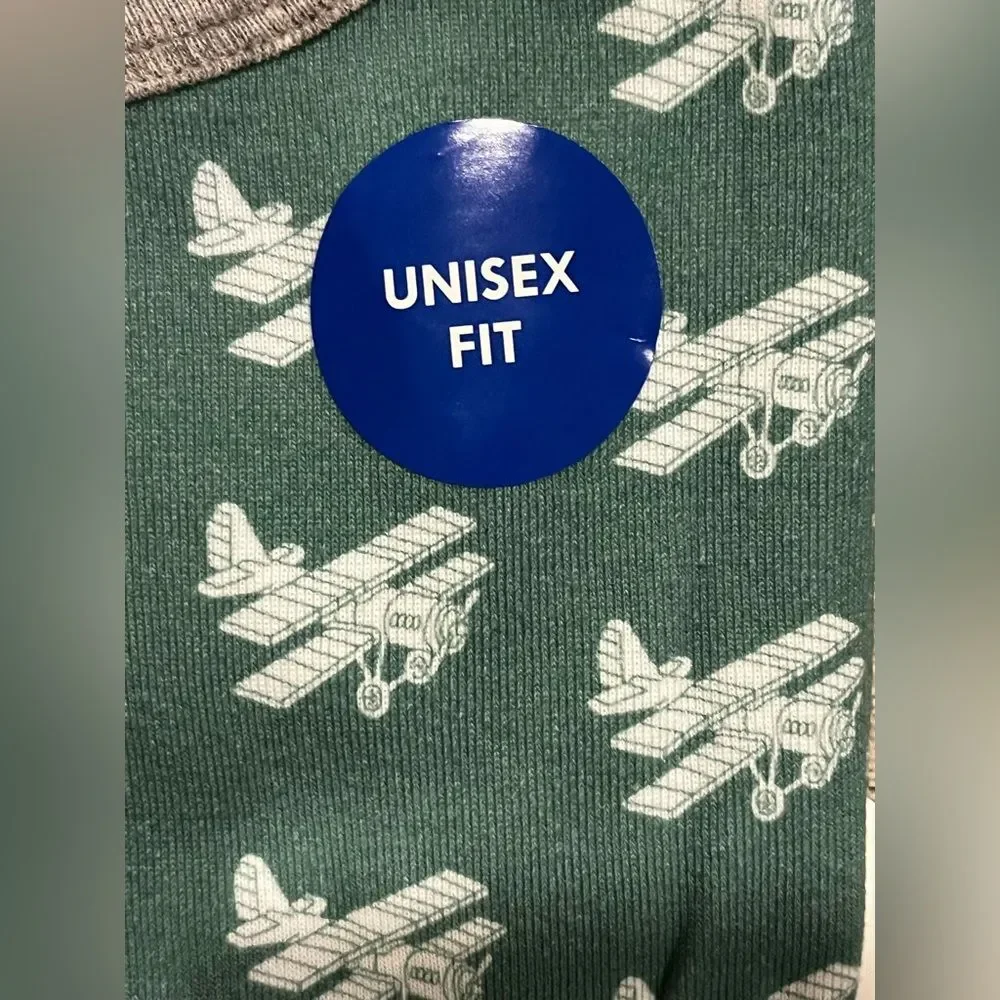Crewcuts Boys' Printed Pajama Set 100% Cotton Airplanes Graphic Sports Green